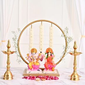 Small Circular Backdrop Stand Frame for Varalaxmi Pooja Ganesh Chaturthi Laxmi Pooja Diwali Festival Decoration Home Decor photo Backdrop Support for Wedding Baby Shower Decorative Item