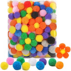 BAGERLA 200 PCS Pom Poms, Pompoms for Crafts, 1 Inch Multicolor Craft Supplies Pom Pom Balls Craft Pom Pom Balls for DIY Arts, Crafts Projects, Home Decorations