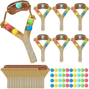 Motipuns 24 Pcs David and Goliath Crafts Kit Sunday School Slingshot Card Bible Vbs Crafts for Bible Story Party Decorations Religious Education Gift Classroom Home Activities Supplies
