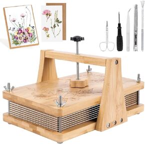 NIUGRECF 1Set Large Wooden Flower Press Kit - Even Pressure Flowers Pressed DIY Arts Set for Making Dried Flower/Plant（11in*7in）