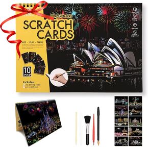 Scratch Art Book for Adults - 10PCS Scratch Painting Foil Art for Adults|Scratch City Series Books|Foil Engraving Scratch Art Adult (City Impression)