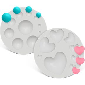 Polymer Clay Molds Heart & Half Round Ball Polymer Clay Molds Polymer Clay Earring Tools for Jewelry Making, 10 Sizes Clay Half Ball Maker Clay Heart Ball Maker