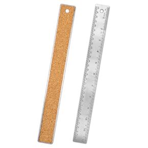 12 Inch Metal Ruler Cork Backed Stainless Steel Metal Ruler with Cork Backing Non-Slip Straight Edge Rulers with Inch and Centimeters for Student School Office Drafting Tools for Accurate Measurements