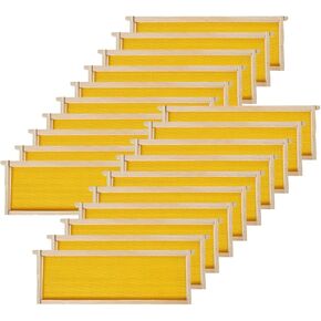 BeeCastle 20-Pack Beehive Bee Frames Waxed Foundation with Complete Unassembled Commercial Frames, 6-1/4-Inch (Yellow)