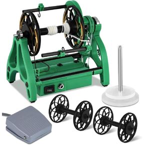 Consfly Electric Fiber Spinning Wheel Yarn Spinning Wheel with Foot Switch and 3 Spools, Wool Spinning Knitting Wheel for Fiber Wool Twisting DC12V