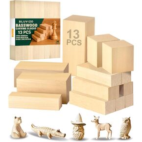 Basswood Carving Blocks 24PCS: Whittling Wood Blocks Wood Carving Kit with 3 Different Sizes - Soft Woodworking Blanks for Crafts Beginners Kids Adults