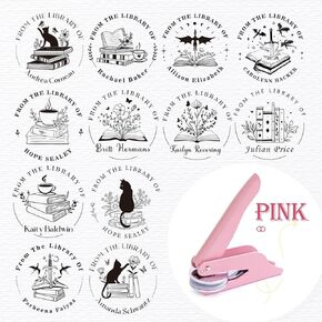 Personalized Book Embosser - Custom Library Stamp with 100+ Designs, 6 Colors - Impressive Gifts for Book Lovers, Teachers & Students