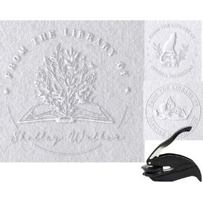 10+ Designs Custom Book Embosser with Your Name from The Library of, Book Belongs to, Floral Ex Libris, Great Book Lover Gift 1 x 5/8"