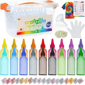 Tie-Dye Kit, Pre-Filled Squeeze Bottles – Complete 18 Color DIY Kit for Creative Tie Dye Kits for Large Groups Bulk – Fabric Dyes for Clothing - Safe, Easy to Use for Kids & Adults