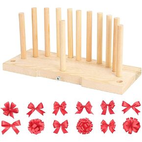 Bow Tie Machine, Wooden Wreath Bow Maker Tool, Portable Bow Maker for Ribbon, Lightweight Bow Making Tool for Making Gift Bow, Wrist Corsages, Holiday Decoration (Beige)