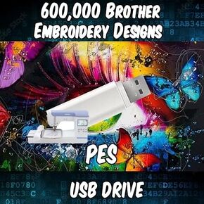 600,000 Embroidery Machine Patterns Designs Brother PES on USB