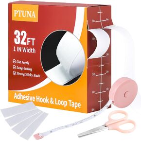 PTUNA 32Ft *1 Inch Hook and Loop Tape with Adhesive Back,Black in Saudi Arabia