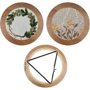 3 Sets Upgraded Wood Embroidery Frames with Bamboo Hoops, 8 Inch Round Embroidery Display Frame for Finished Cross Stitch and DIY Art Craft Sewing Ornaments (Easier to Install)
