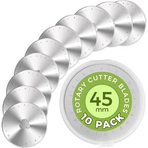 Pavsrmy 10pcs شفرات القاطع الدوار 45 ملم ، شفرات دوارة متميزة 45 ملم تعبئة النسيج ، يناسب olfa ، fiskars ، شفرة بديلة للفنون الحرف اليدوية خياطة القصاصات ، الدقة والنظيفة