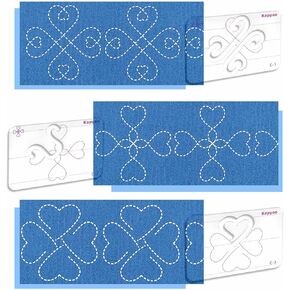 3Pcs Free Motion Quilting Templates with Non-Slip Grips, Quilting Ruler and Templates for Industrial & Domestic Machines Reusable Stencils for DIY Quilt Designs (25 Series D)