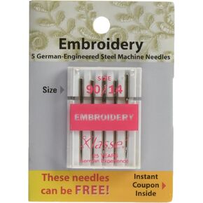 Tacony Corporation Klasse Embroidery Machine Needles, Size 14/90 5/Pkg