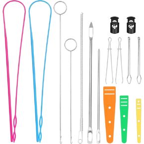 Tudniky 16 PCS Threader ، أداة خياطة حلقة تيرنر مع مرنة متوترة متوترة وأقفال سلكية ، أداة خياطة بودكين السهلة للسرطان السراويل المعاطف المعاطف