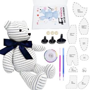 Large 17 Inch Memory Bear Templates Patterns with Tutorials, Beginners Friendly Memory Bear Sewing Patterns Stencil Rulers with Instructions, Craft Eyes Noses, Pins (17 Inch)