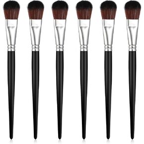 6 PCS 1 Inch Mop Brush for Acrylic Painting Fan Blending Brushes Oval Wide Paint Brushes with Short Wooden Handle for Canvas, Watercolor, Gouache, Oil, Glaze, Face Paint(Black)
