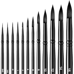 Nicpro 12pcs Watercolor Paint Brushes, Round Pointed Tip Paint Brush Set, Professional Soft Synthetic Squirrel Paint Brushes, Artist Painting Brushes for Watercolor, Inks, Gouache, Acrylic, Oil