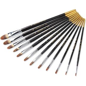 HBJWOV 12pcs/Set Paint Brushes Different Variet Models Nylon Hair Wooden Pole for Watercolor Oil Acrylic Painting Drawing Art Supplies