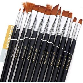 HBJWOV 12pc Watercolors Brush Acrylic Oil Art Craft Aquarelle Paint Wooden Handle Pen Nail Artist Short Miniature Detail Painting Brush