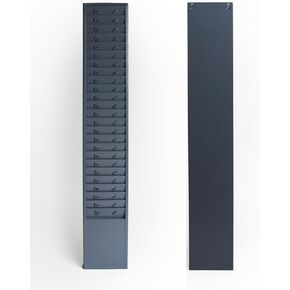 Time Card Rack, 25-Slot Wall-Mountable Card Holder, Gray-Blue
