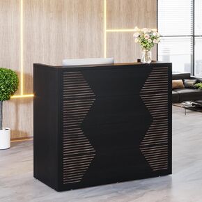 Tribesigns Reception Desk, Modern Front Desk with Counter, 47 Inch Small Retail Counter for Checkout, Lobby, Salon, Small Office, Reception Area (Black, 47.2" W x 19.7" D x 43.3" H)