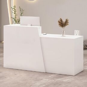 Retail Reception Desk with Storage, Modern Checkout Counter for Store, Anti-Scratch Front Desk for Salon, Boutique, Cafe – Easy Assembly B 45.3" x 16.5" x 39.4"