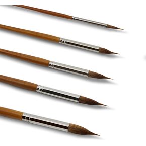 Professional Watercolor Brushes Set - 5PCS Extra Long Needle Point Synthetic Sable Two Layer Liner Paint Brushes for Fine Detailing - Perfect for Watercolor,Acrylic,Gouache,Ideal for Artists&Beginners