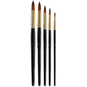 HBJWOV Artist Paint Brush Set 5Pcs Nylon Hair Wood Black Handle Watercolor Acrylic Oil Brush Painting Art Supplies(Black)