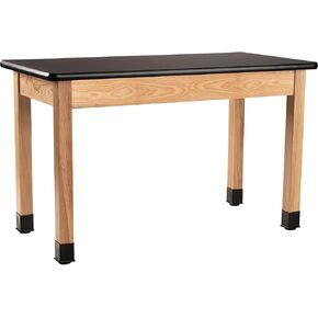 National Public Seating NPS 24x60 Modern Solid Ash Wood Science Lab Table with HPL Top in Black