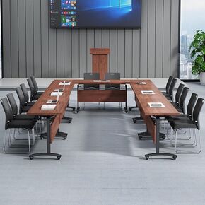 Folding Conference Table, 2-10 People Conference Room Tables Flip Top Mobile Training Table with Wheels, Rectangle Foldable Meeting Tables for Office Meeting Room (47.2in,4 Pack)