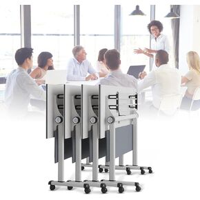 Conference Table,Folding Conference Tables Modern White Conference Room Table with Wheels, 2-10 Persons,for Office, Meeting Room (6, 1606YH, 47IN)
