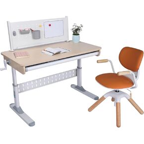 ApexDesk Height Adjustable Study Desk 43" with Drawer & Chair (Desk and Chair Bundle – DX Series Blue)