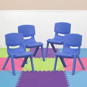 EMMA + OLIVER 4 Pack Natural Plastic Stackable School Chair with 10.5" H Seat, Preschool Chair