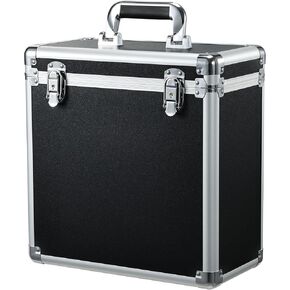 Vinyl Record Storage Case LP Album Collection Display Box Aluminium Water Resistant Vinyl Record Organizer Storage Holds 50 Valuable Records 7/10/12 Inch Collapsible Storage Crate with Mesh Bag, Black