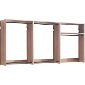 Devi Series 31.594.5in. W Oak Modular Closet System Wall Mount Double Hanging Rods 1-Shelf Wood Closet System