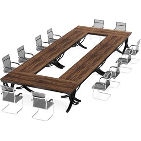 Tribesigns 6.5FT Conference Table for 6-8 People, 78 inch Long Rectangular Seminar Table with Strong Metal Frame, Business Furniture Boardroom Desk for Office Meeting Conference Room (1, Brown)