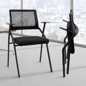 CLATINA Stackable & Foldable Office Chairs with Ergonomic Lumbar Support and Thickened Seat Cushion, Folding Mesh Fabric Reception Guest Chair for School Church Conference Waiting Room Black (1pk) in Saudi Arabia