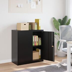 File Cabinet Black Powder-Coated Steel Medium File Cabinet 35.01KG