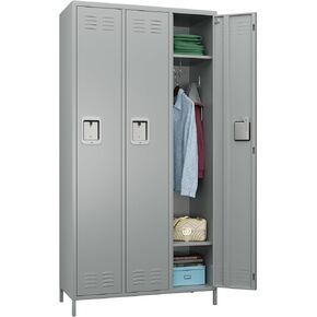 6 Doors Metal Lockers for Employees with Lock, Metal Locker with 18 Hooks for School Garage Office Gym Home,Assembly Required,Dark Grey