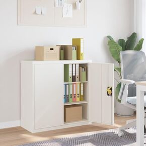 Organize Files with Lockable Steel File Cabinet, Adjustable Shelves, 35.4" x 15.7" x 35.4", White