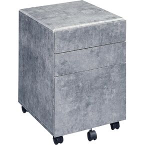 Stylish Silver 3-Drawer File Cabinet with Faux Concrete Finish, Mobile Design for Office and Home Use