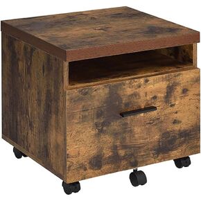 Stylish Rustic 1-Drawer File Cabinet for Convenient Office Storage, Easy Mobility and Stability, Oak and Black Finish