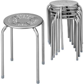 POWERSTONE Stackable Stools 6 Pack, Portable Stacking Bar Stools Iron Round Nesting Chairs Flexible Seating for Home Office School, Black