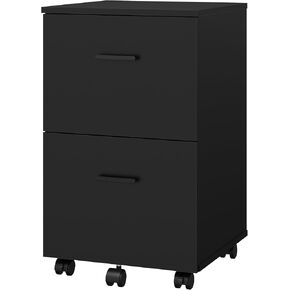 Panana 2 Drawer Wooden Mobile File Cabinet, Rolling Filing Cabinet with Wheels, Under Desk Storage Organizer for Letter/A4 Sized Files Home Office (WHITEE)