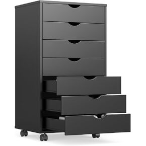 OLIXIS 5 Drawer Mobile File Cabinet Under Desk Storage Organization with Wheels Vertical Filing Chest Rolling Wood Small Desk Printer Stand for Home Office, 15.75"D x 18.74"W x 25.39"H, White