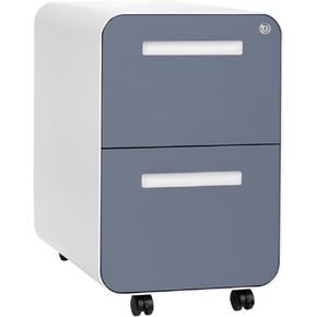 Laura Davidson Furniture Stockpile 2 Drawer Mobile File Cabinet with Lock - Under Desk Metal Filing Cabinet, Legal/Letter File Folders, Wheels and Stationary Feet, Pre-Assembled, White