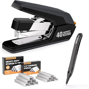 Effortless Stapler for Desk with 40-50 Sheet Capacity, 2000 Staples, 1-Touch Stapling, Ergonomic & Easy to Load Desktop Staplers, Heavy Duty Stapler, and Magnetic Staple Remover, Purple in Kuwait